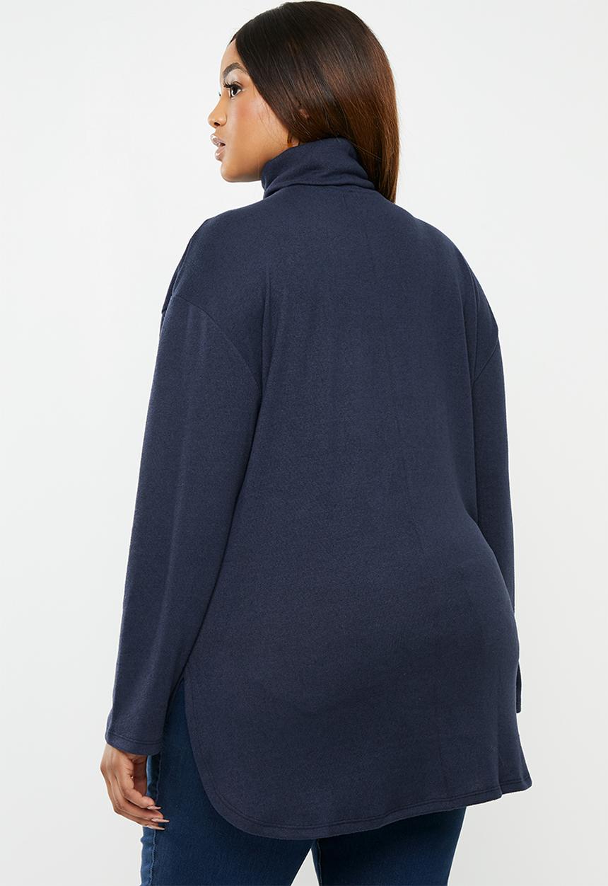 edit Plus - Knitted turtle neck top - navy