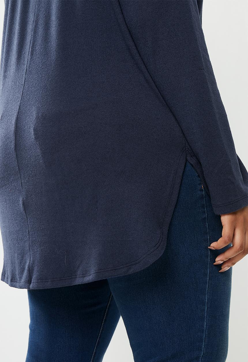 edit Plus - Knitted turtle neck top - navy