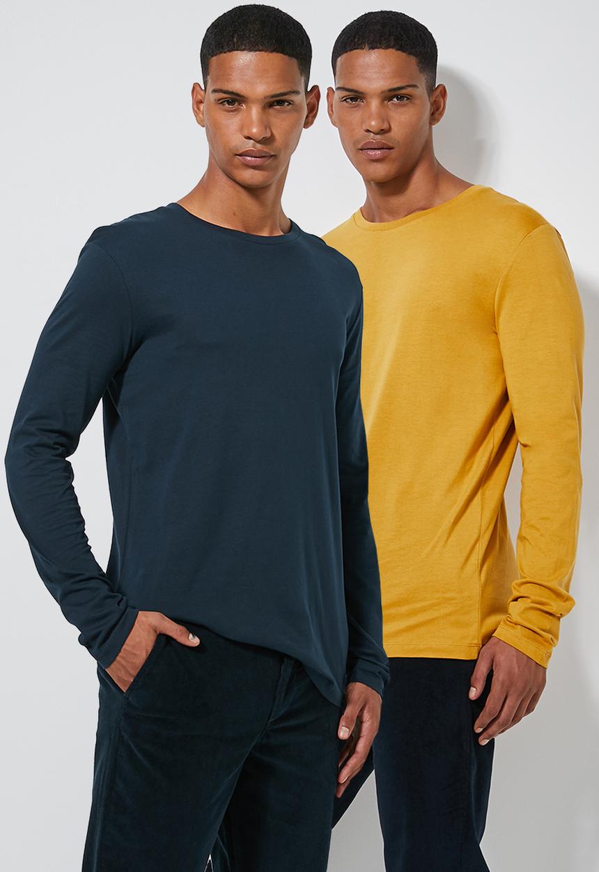 Superbalist - Plain crew neck 2 pack tees - navy & yellow
