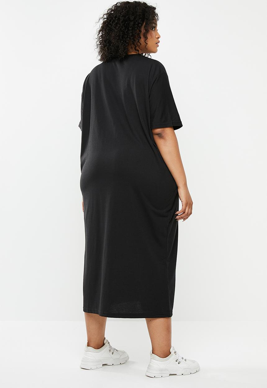 Missguided - Curve basic midi T-shirt dress - black