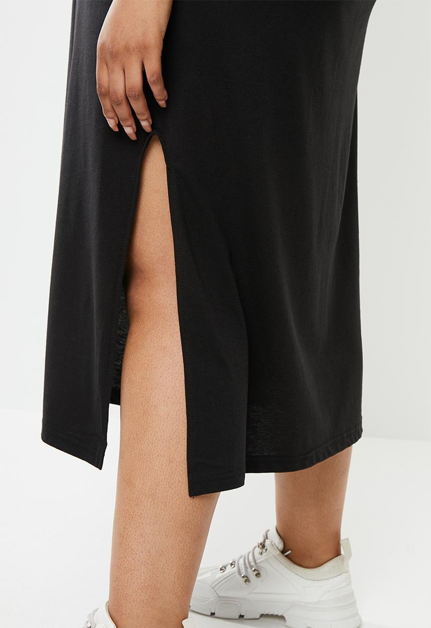 Missguided - Curve basic midi T-shirt dress - black