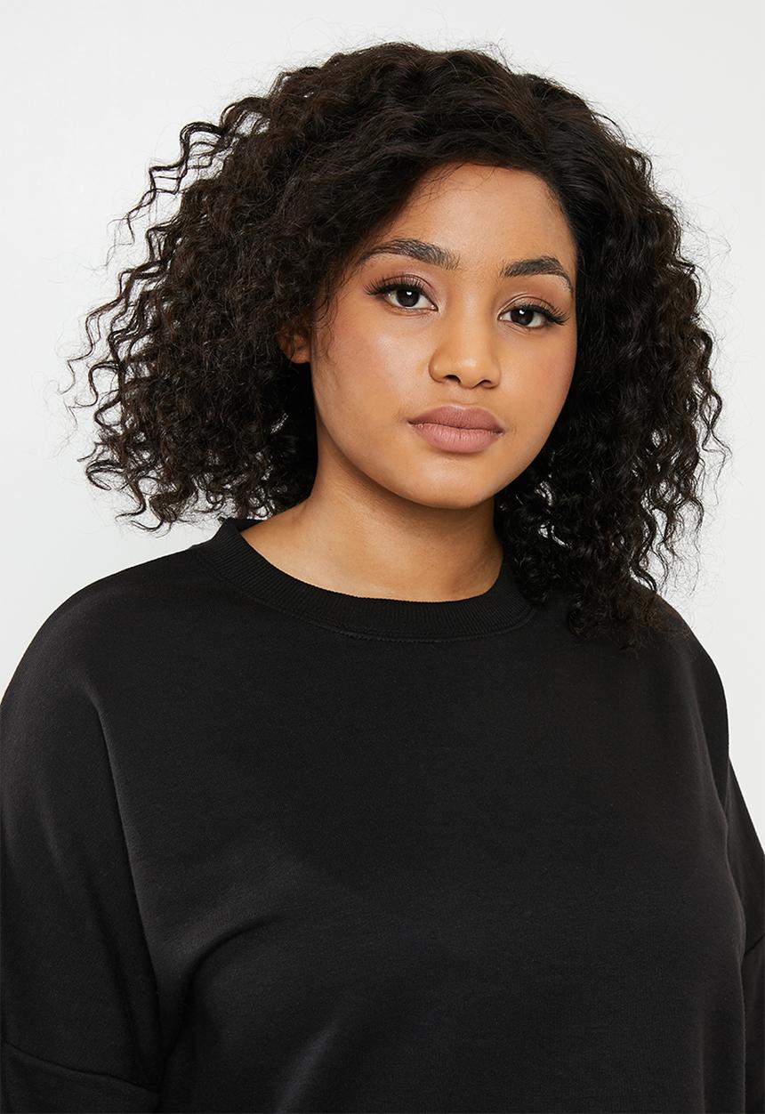 Missguided - Plus size oversized sweater dress - black