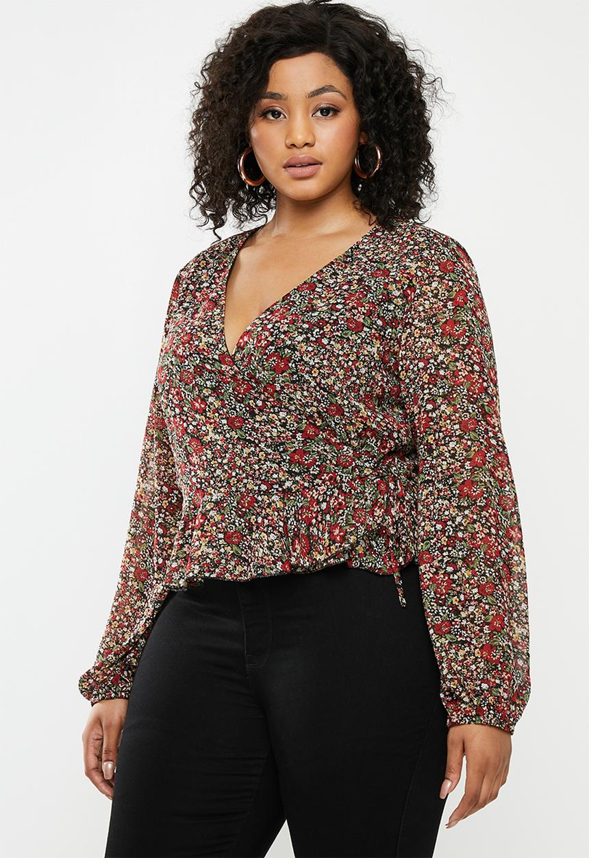 Missguided - Floral tie side peplum crop top - multi 