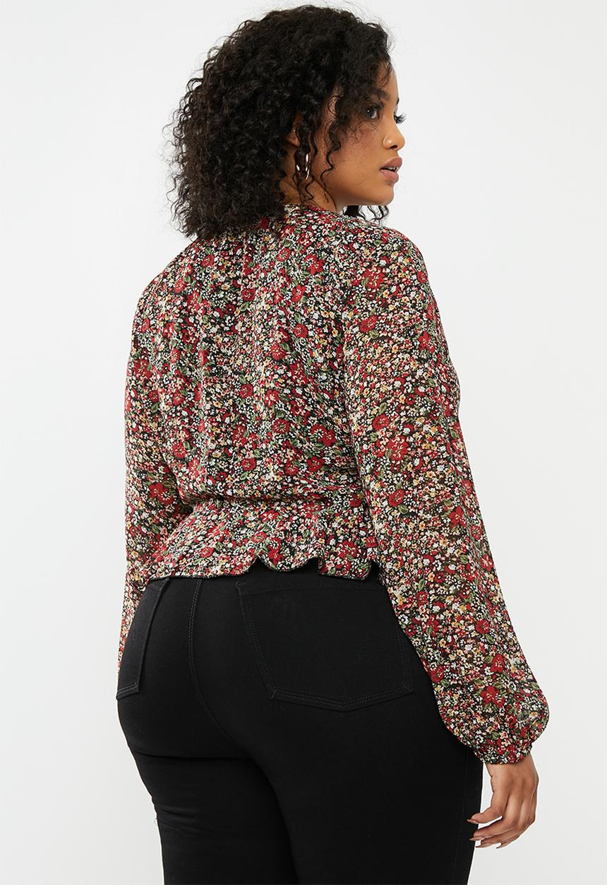 Missguided - Floral tie side peplum crop top - multi 