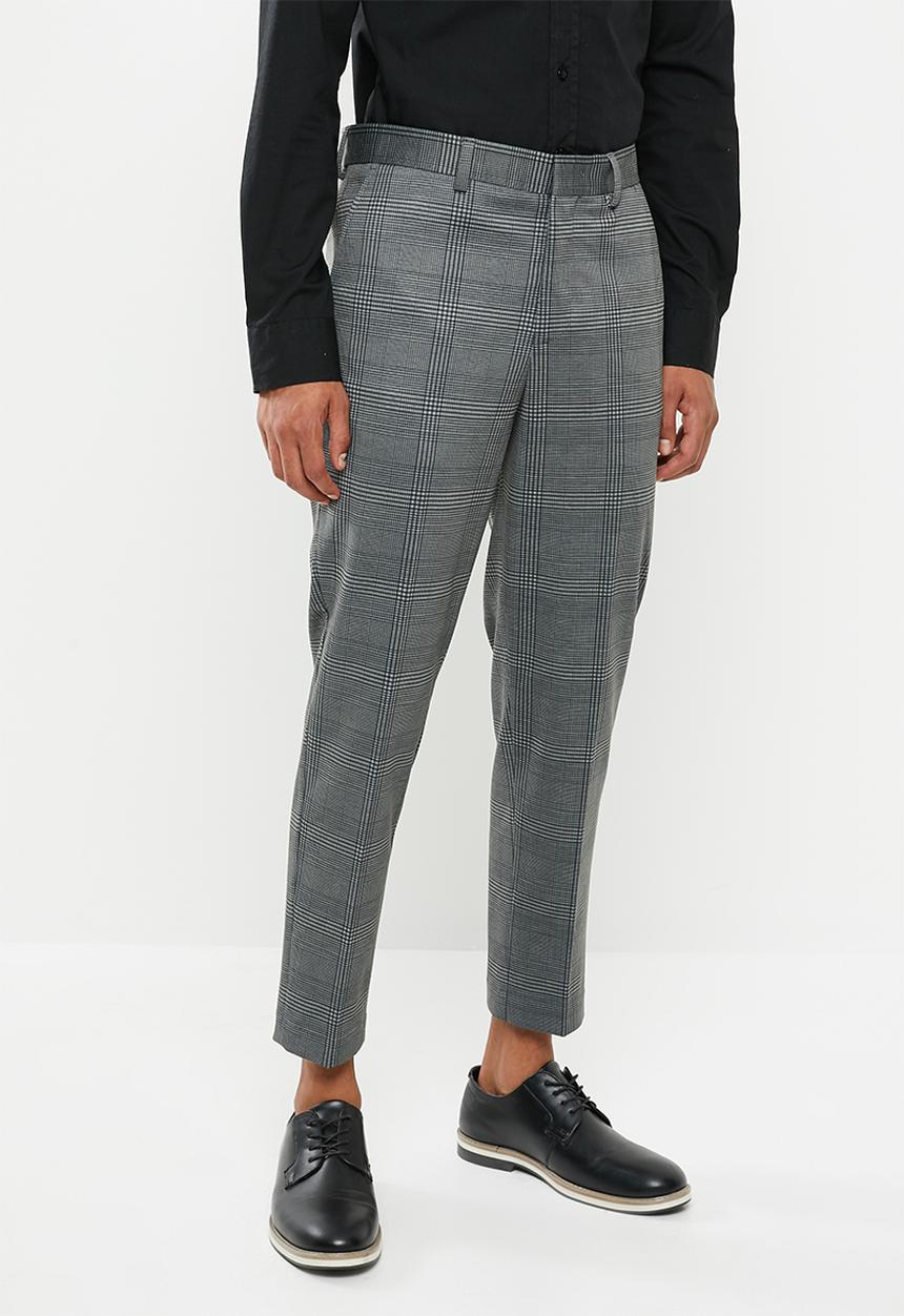 Selected Homme - Jersey tapered cropped pants - grey & black