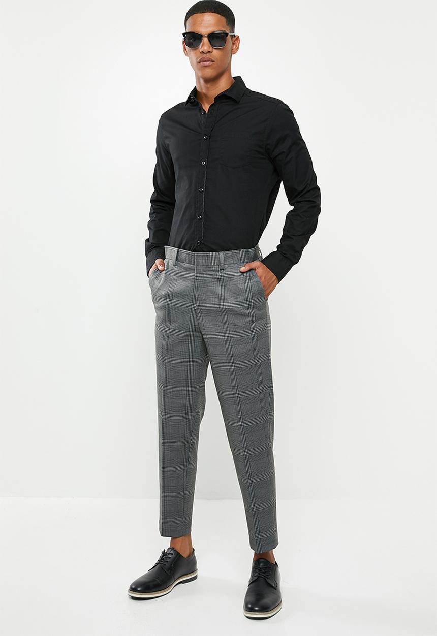 Selected Homme - Jersey tapered cropped pants - grey & black