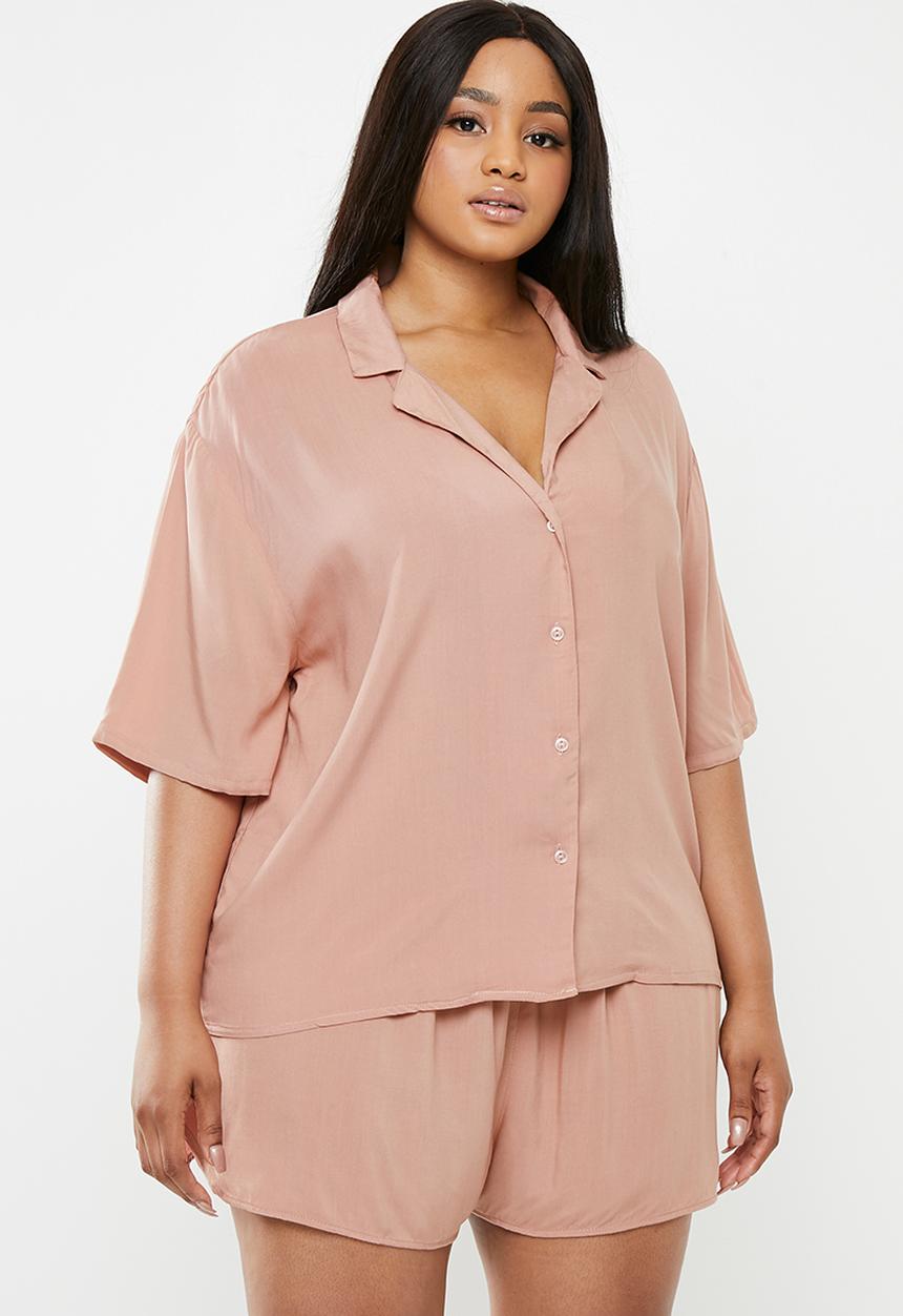 Superbalist - Plus sleep shirt & shorts set - pink
