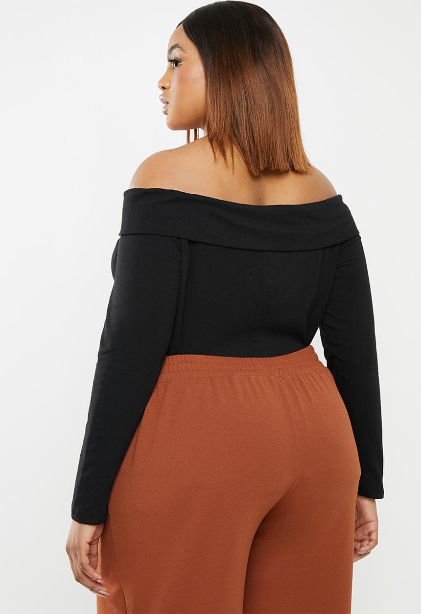 edit Plus - Bardot knit top - black