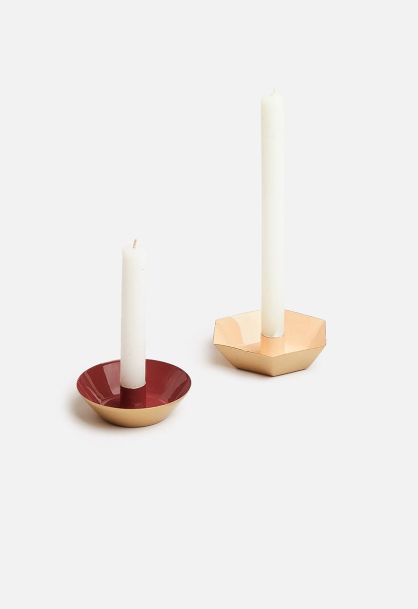 Sixth Floor - Set of 2 candle holders - rust & peach
