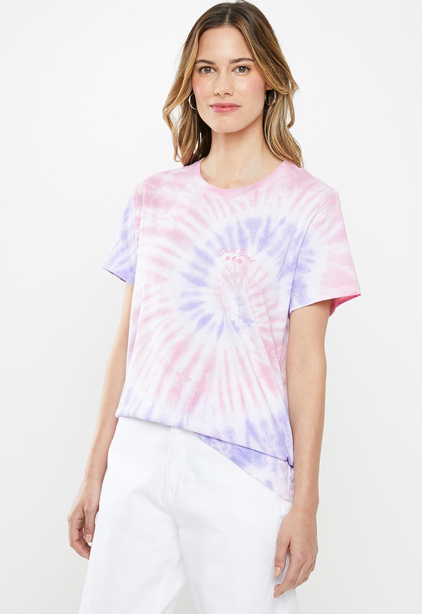 Cotton On - Classic slogan T-shirt shell yeah - pink & purple 