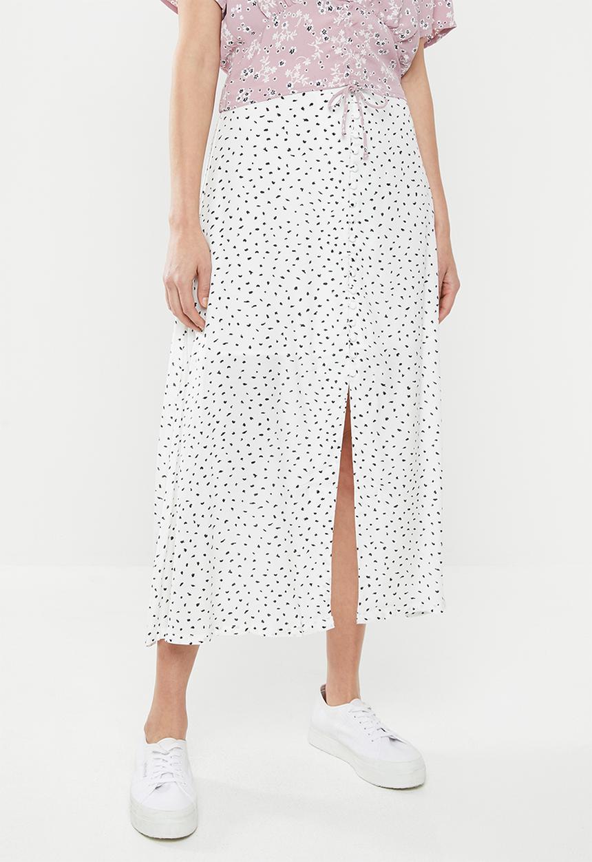Cotton On - Summer button midi skirt - white & black