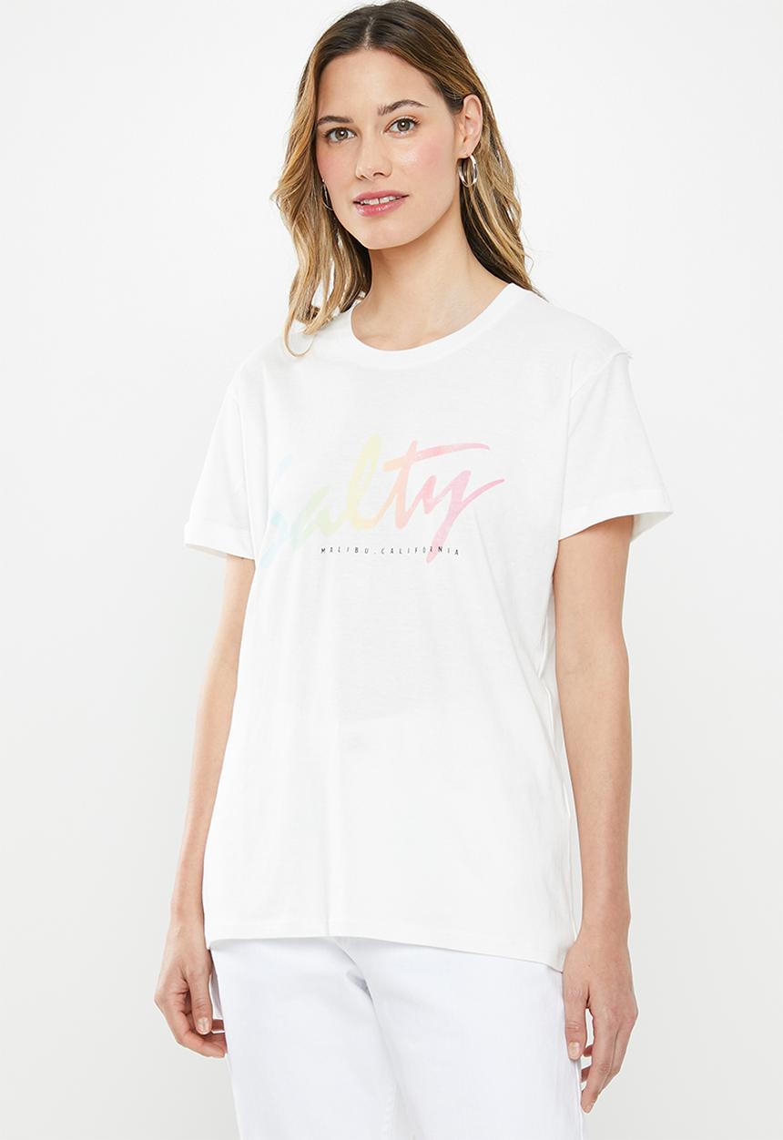 Cotton On - Classic slogan T-shirt salty - white