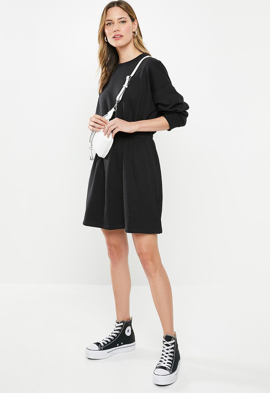Missguided - Ruched waist and cuff sweater dress - black