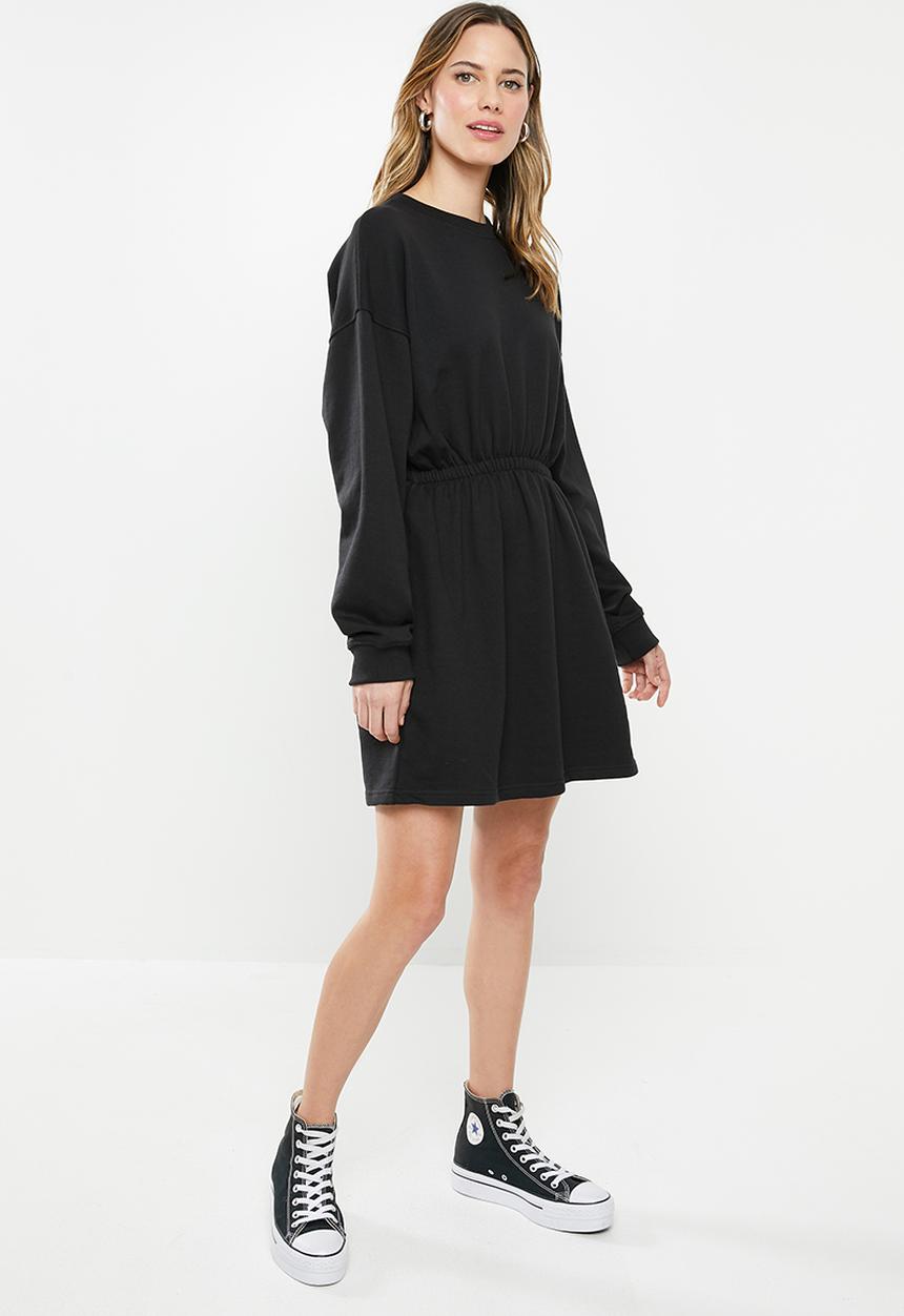 Missguided - Ruched waist and cuff sweater dress - black