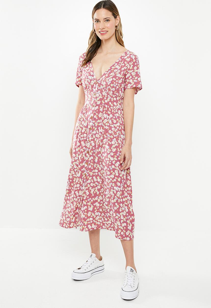 Cotton On - Woven clover short sleeve midi dress - multi