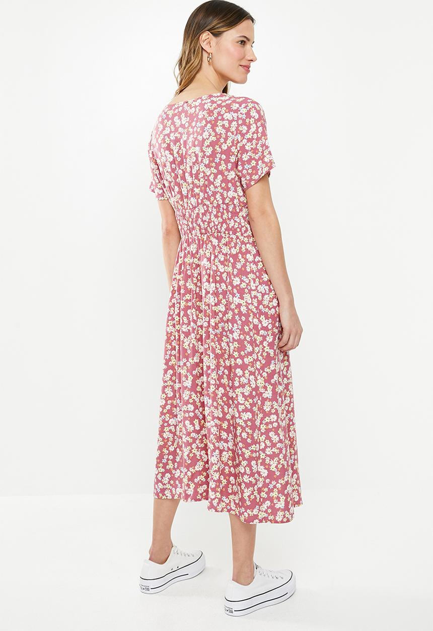 Cotton On - Woven clover short sleeve midi dress - multi