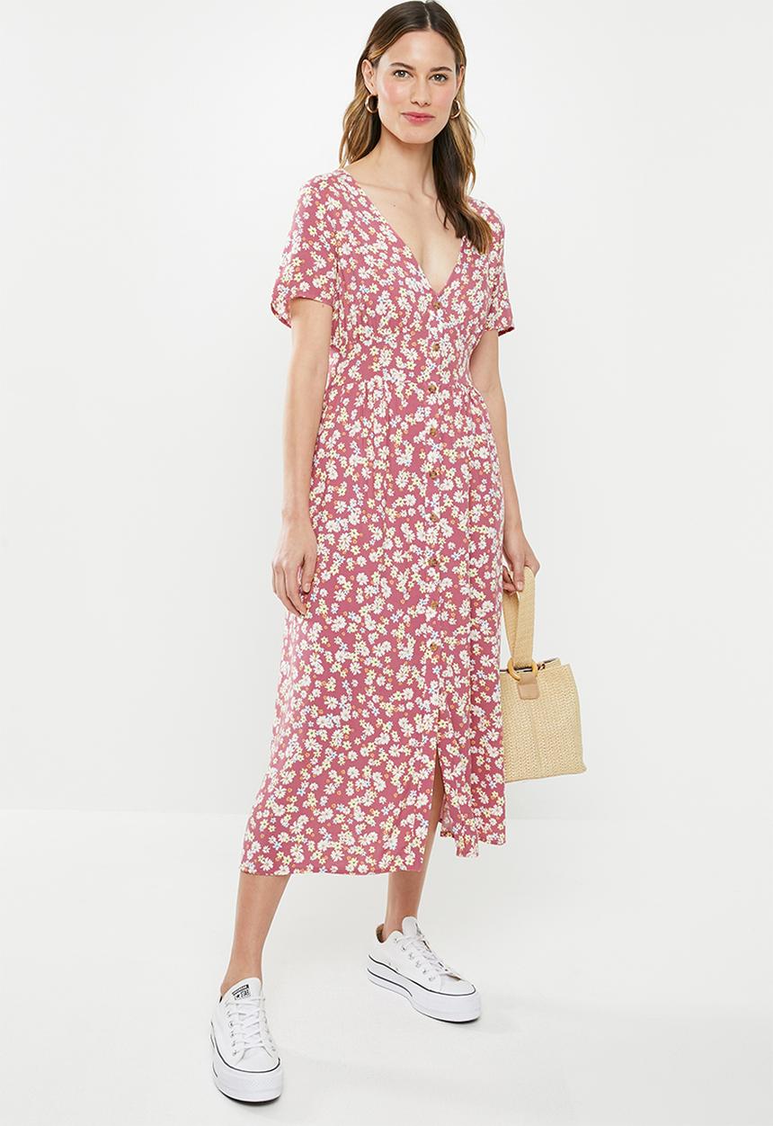 Cotton On - Woven clover short sleeve midi dress - multi