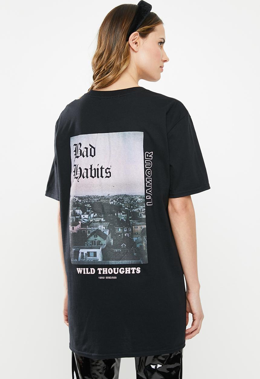 Missguided - Wild thoughts back graphic T-shirt - black
