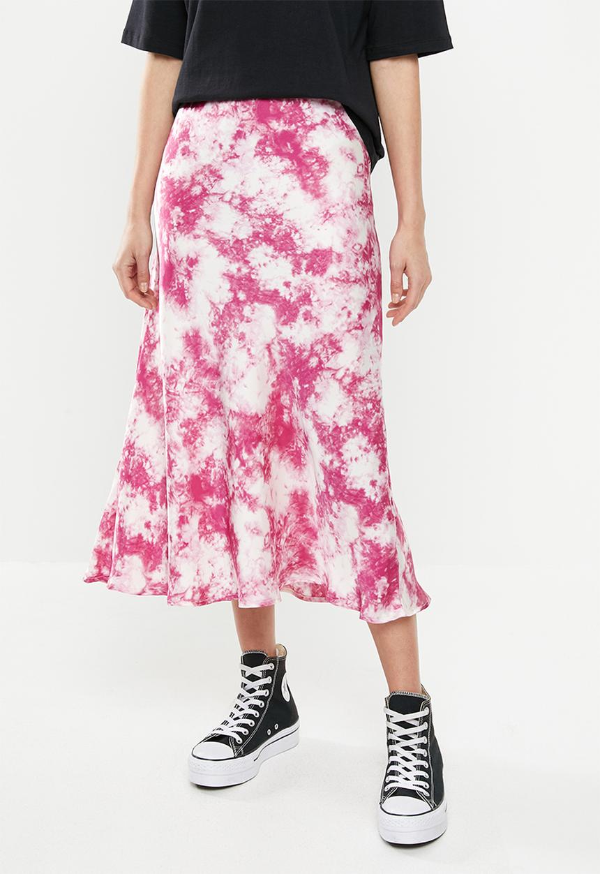 Cotton On - Belle bias midi skirt edith dye - pink & white