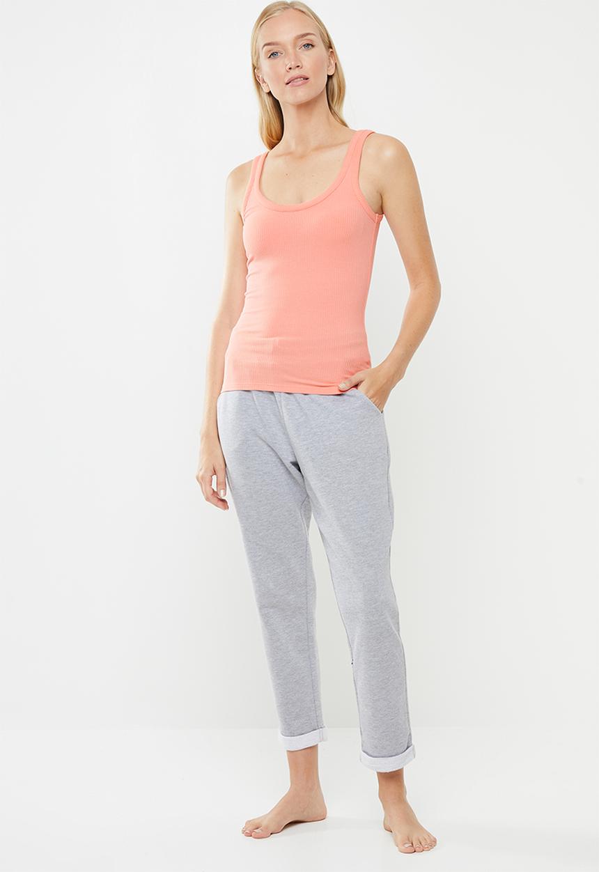 Cotton On - Square front rib tank - coral