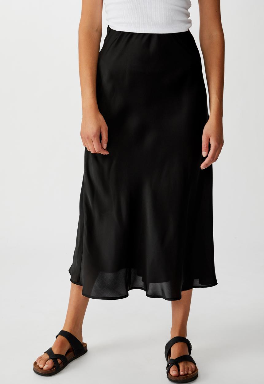 Cotton On - Belle bias midi skirt - black