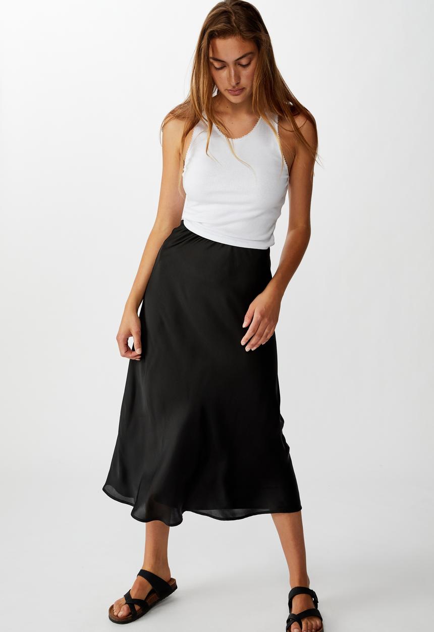 Cotton On - Belle bias midi skirt - black