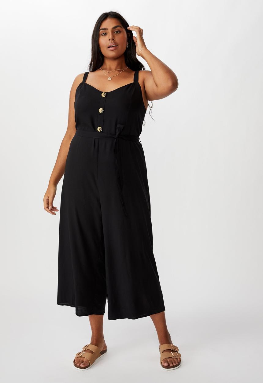 Cotton On - Curve Elle strappy jumpsuit - black