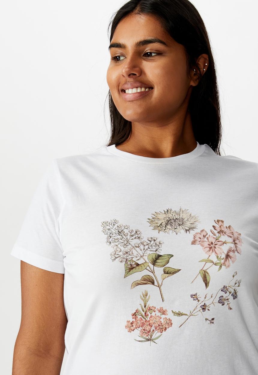 Cotton On - Curve graphic fitted tee - white