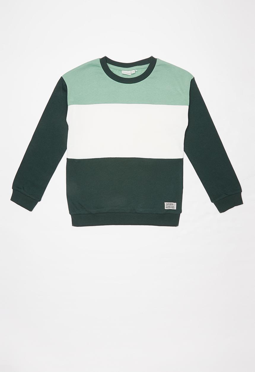 Name It - Vance long sleeve sweater - green & white