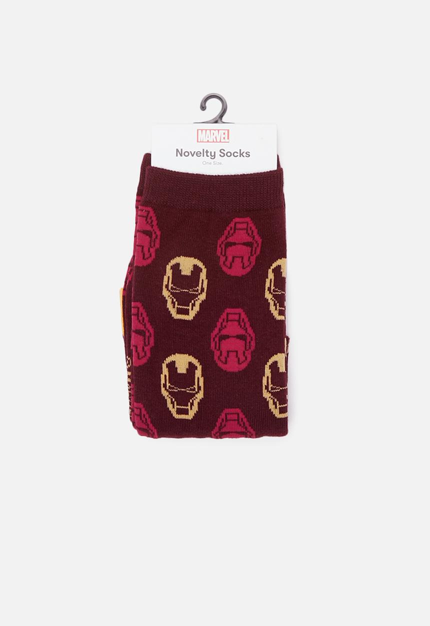 Typo - Novelty socks - burgundy & yellow