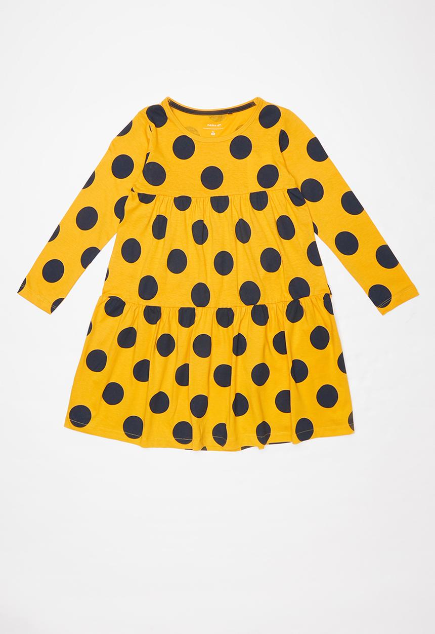 Name It - Foluffa long sleeve dress - yellow & navy