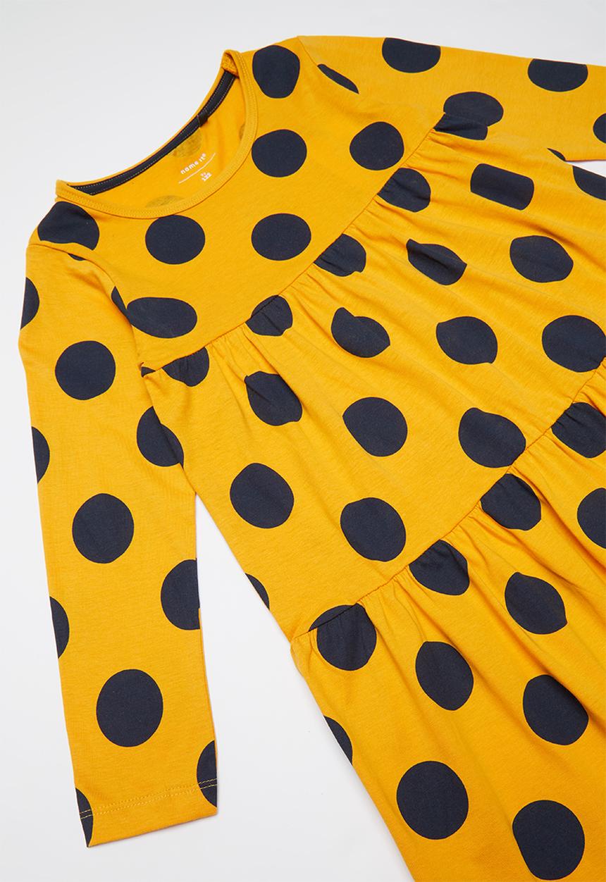 Name It - Foluffa long sleeve dress - yellow & navy