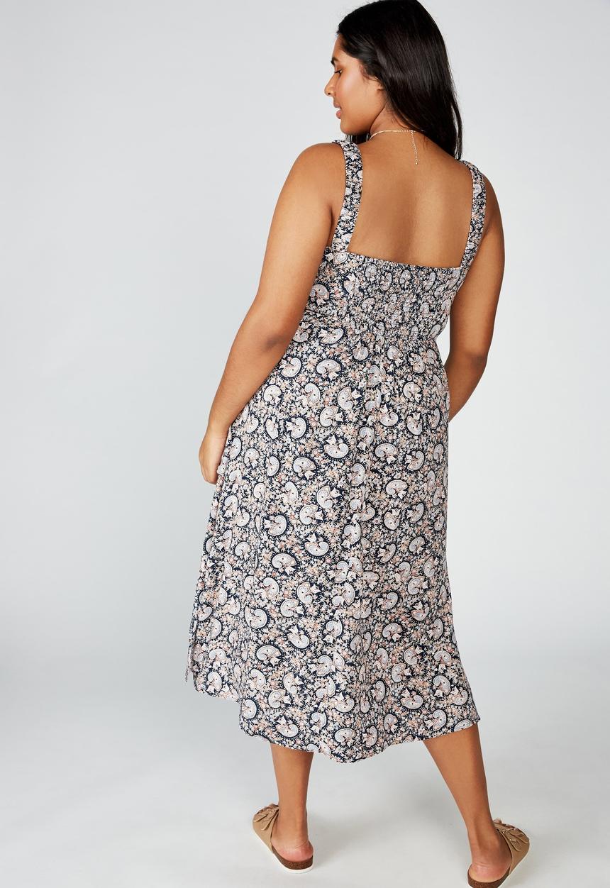 Cotton On - Curve woven melanie midi slip dress jane paisley - multi 