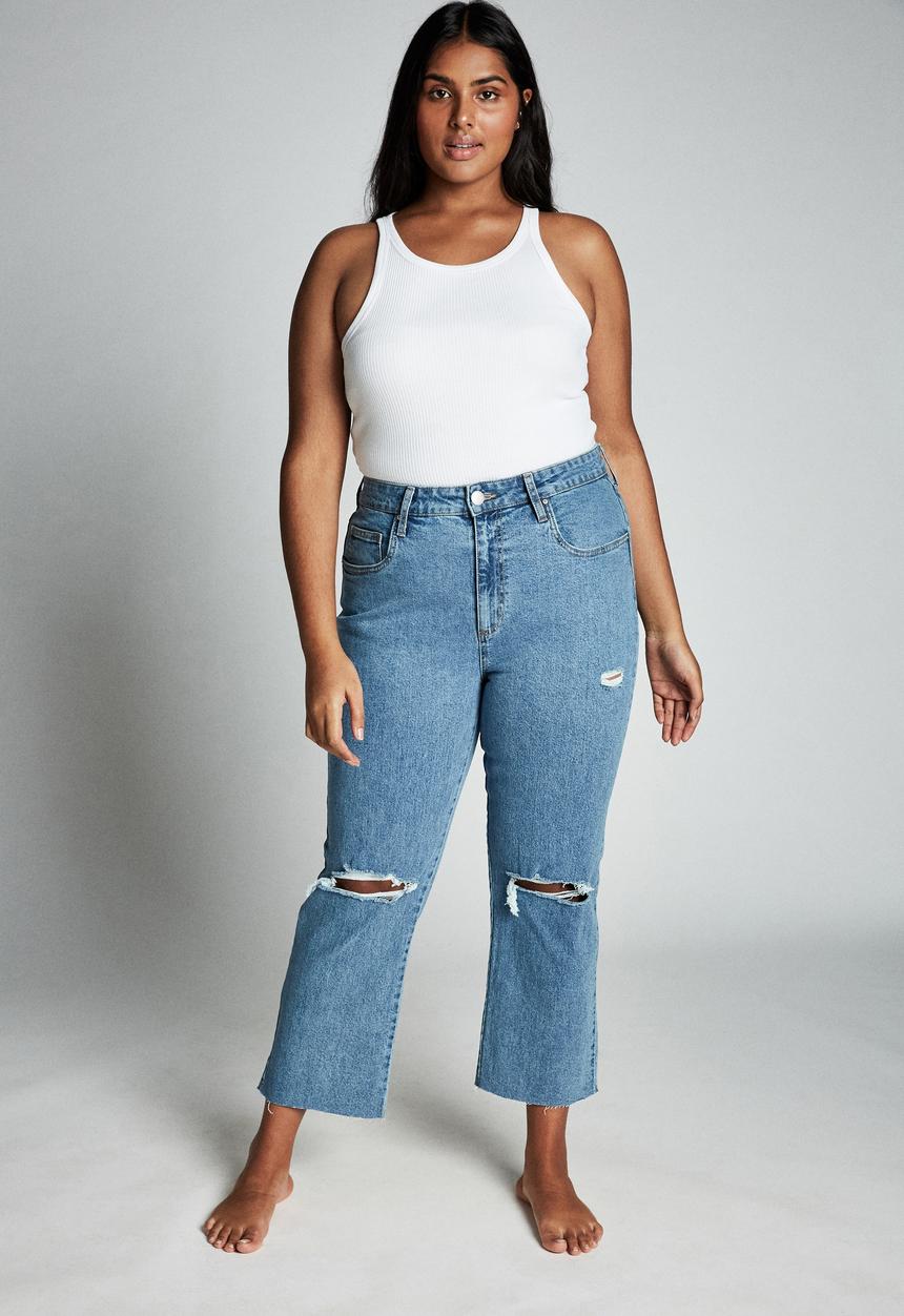 Cotton On - Curve straight stretch high rise jean - blue
