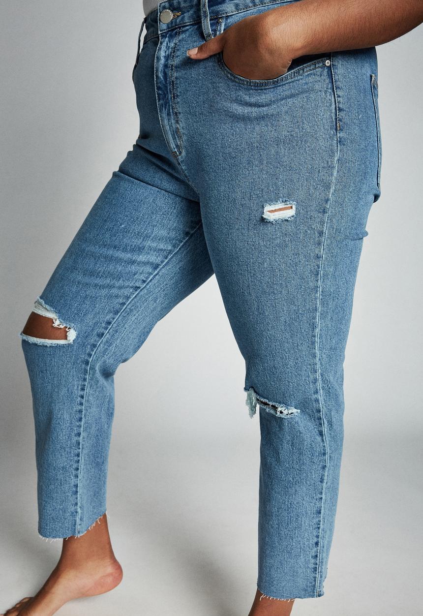 Cotton On - Curve straight stretch high rise jean - blue