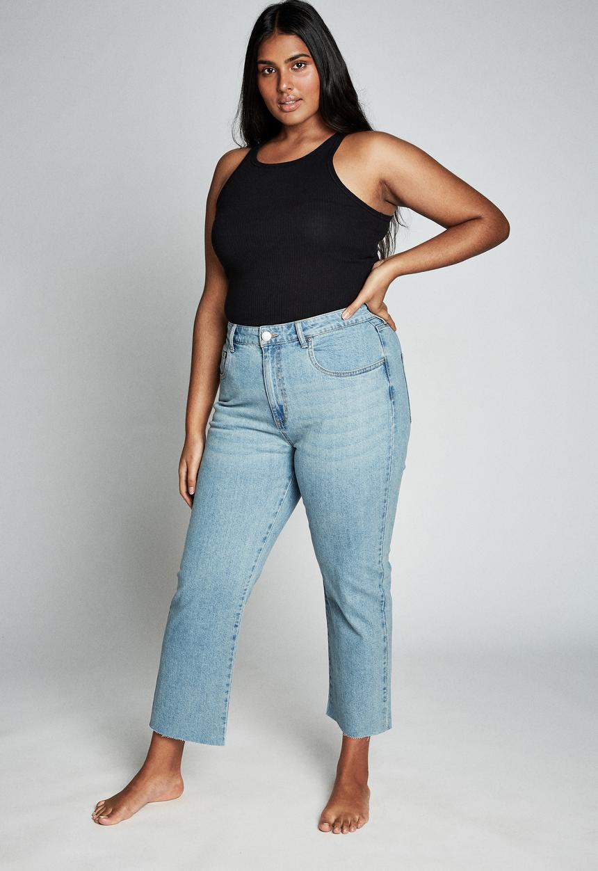 Cotton On - Curve straight stretch high rise jean - blue