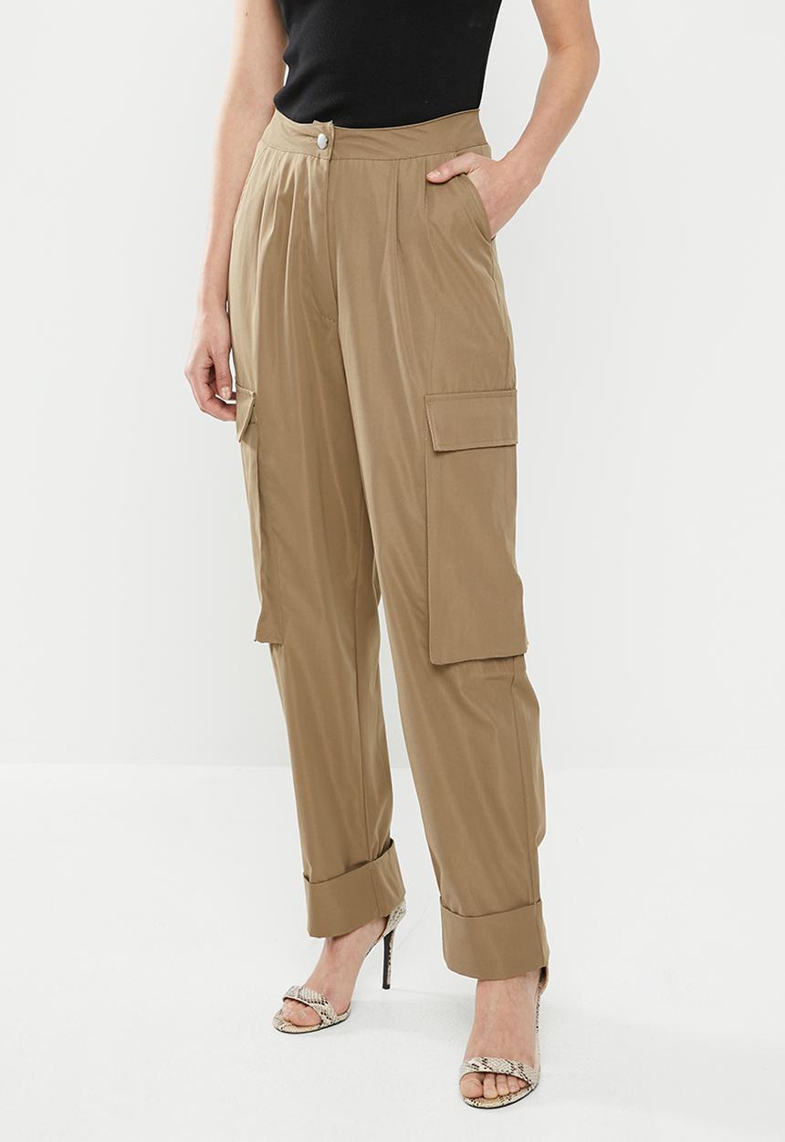 Missguided - Pleat front turn up hem cargo trouser - beige