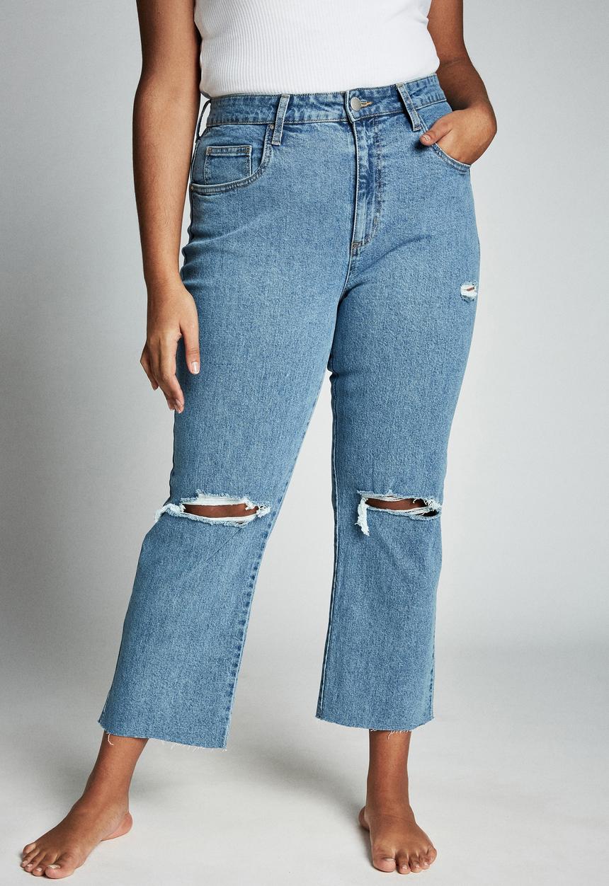 Cotton On - Curve straight stretch high rise jean - blue