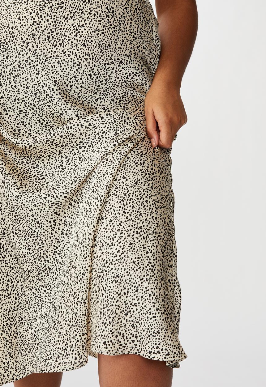 Cotton On - Curve belle midi skirt naalie spot - black & cream