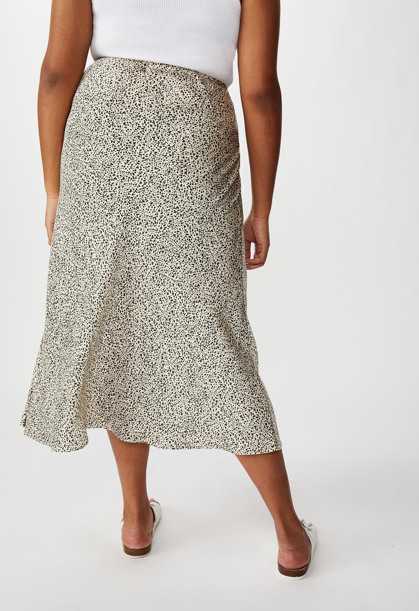 Cotton On - Curve belle midi skirt naalie spot - black & cream