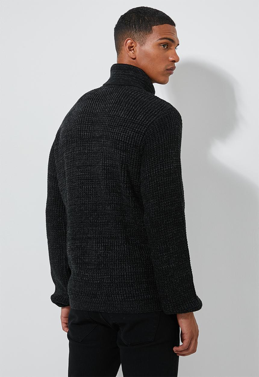 Superbalist - Chunky textured roll neck knit - black