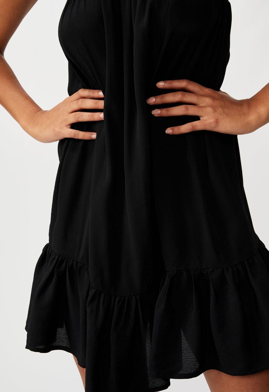Cotton On - Woven Louise drop hem mini dress - black