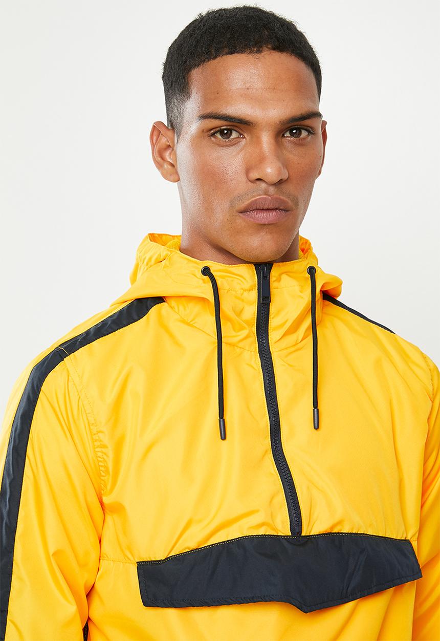 Brave Soul - Durham colour block jacket - yellow & navy 