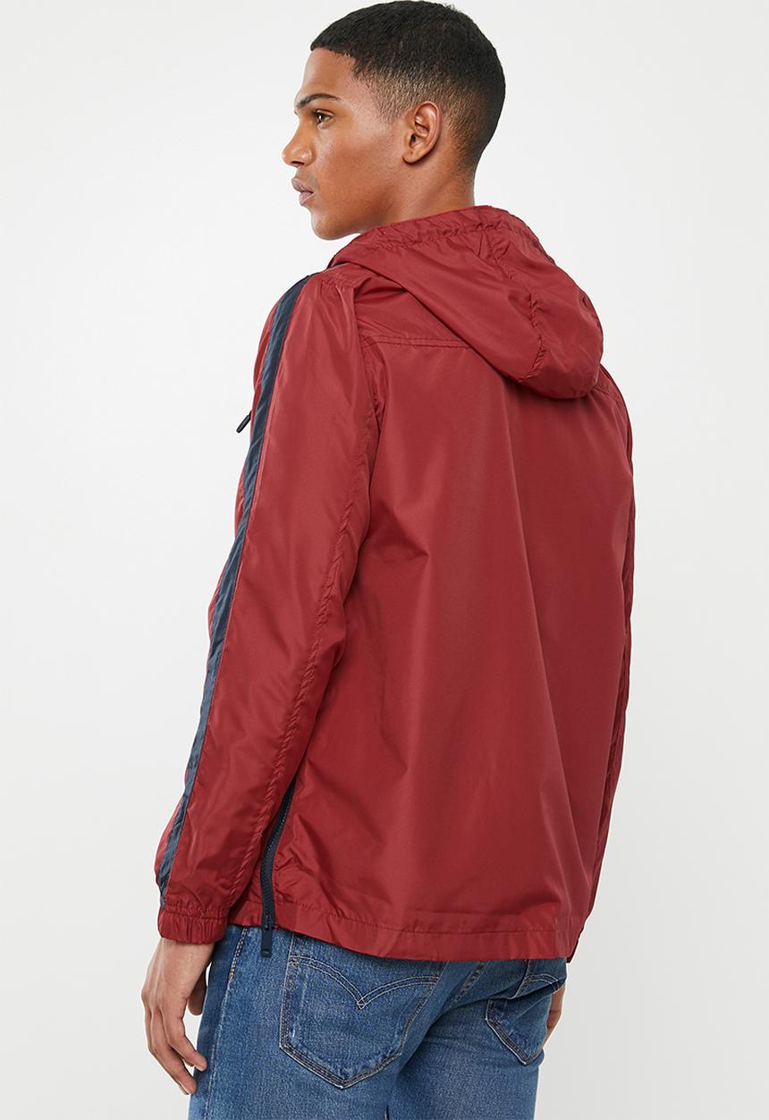 Brave Soul - Durham colour block jacket - red