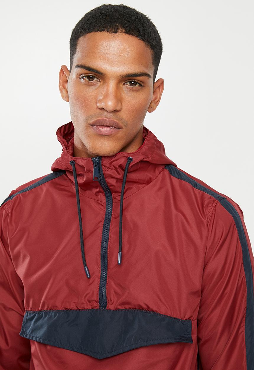 Brave Soul - Durham colour block jacket - red