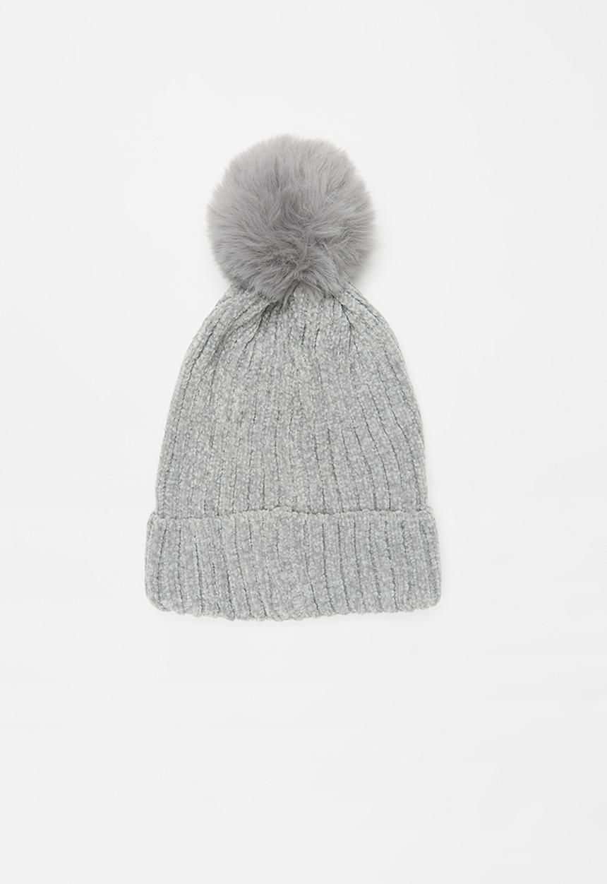 Superbalist - Faux fur pom pom beanie - grey