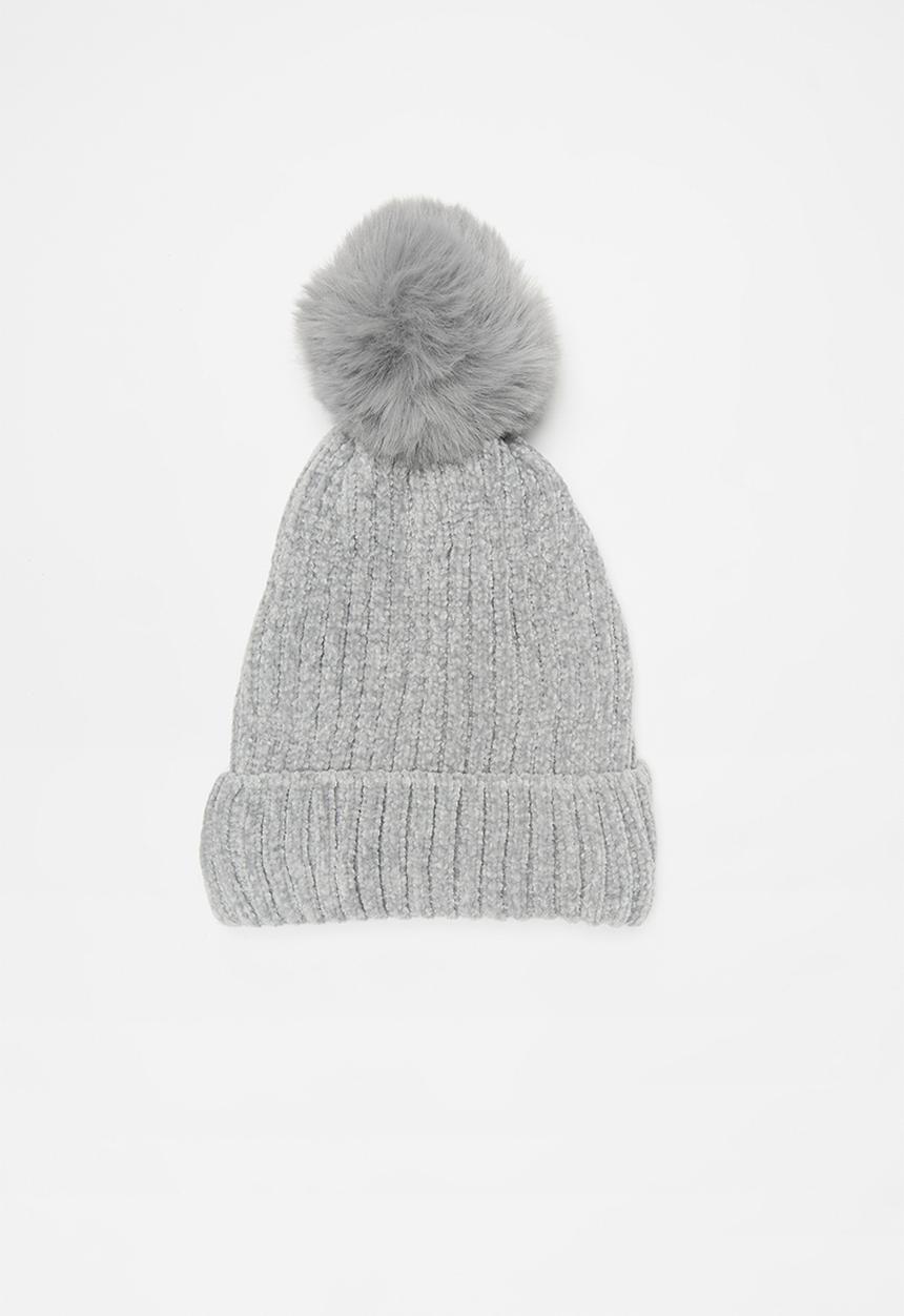 Superbalist - Faux fur pom pom beanie - grey