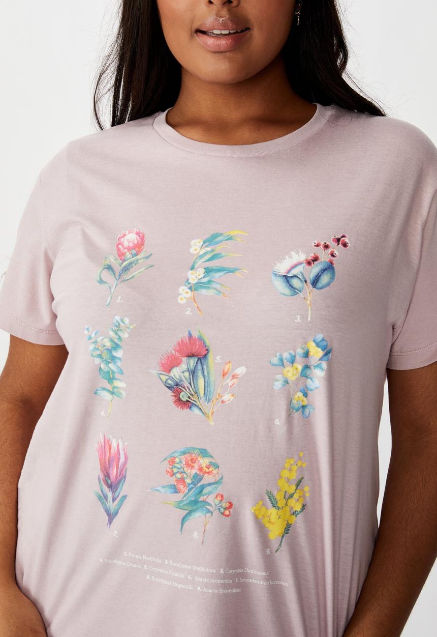 Cotton On - Curve graphic tee Australian natives - lilac