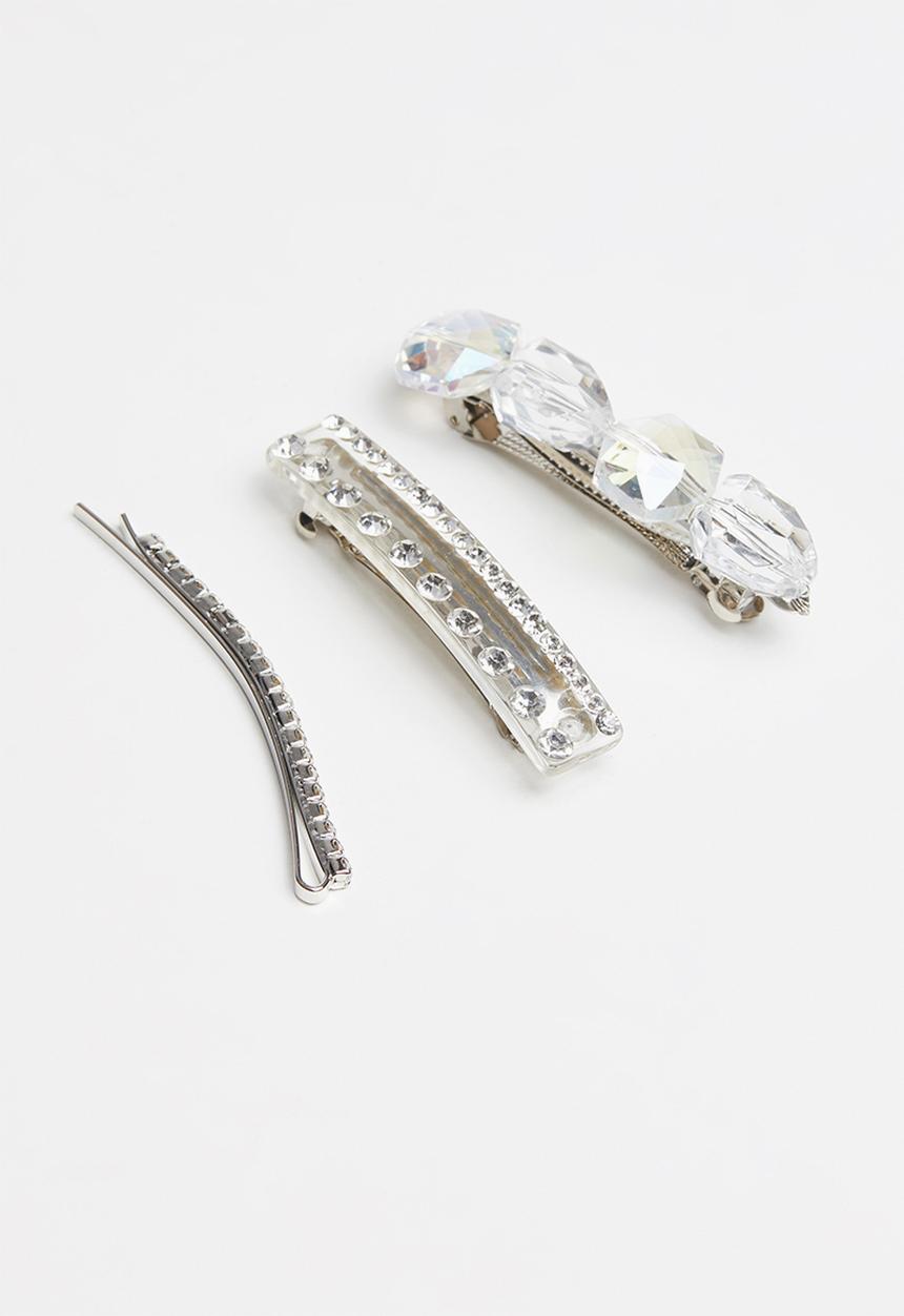 Superbalist - 3 pack hair slide set - silver