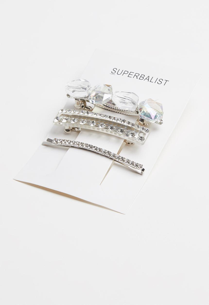 Superbalist - 3 pack hair slide set - silver